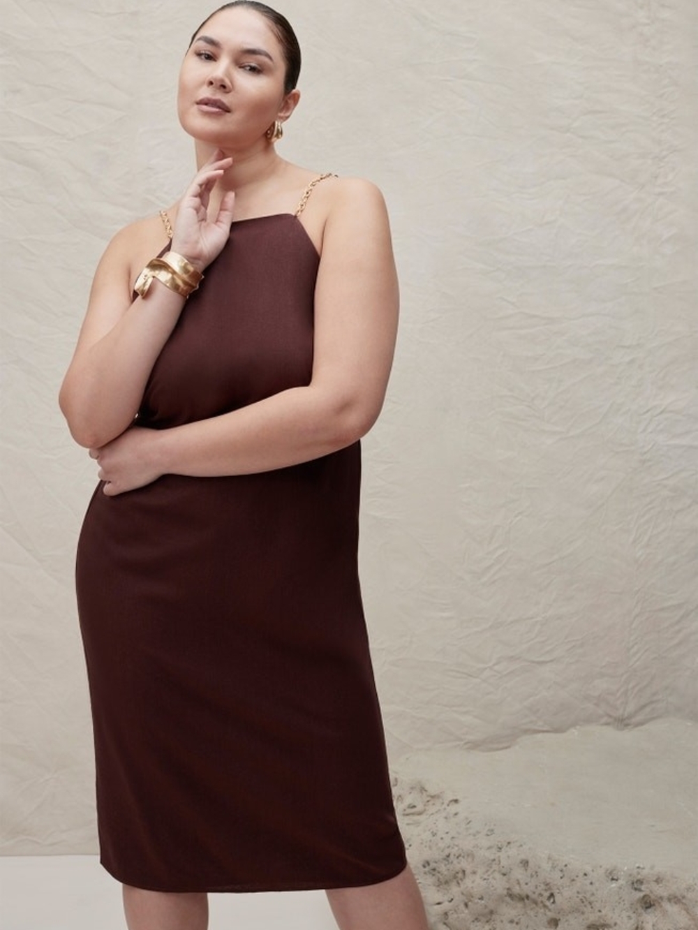 Eloquii Dress with Gold Chain Straps